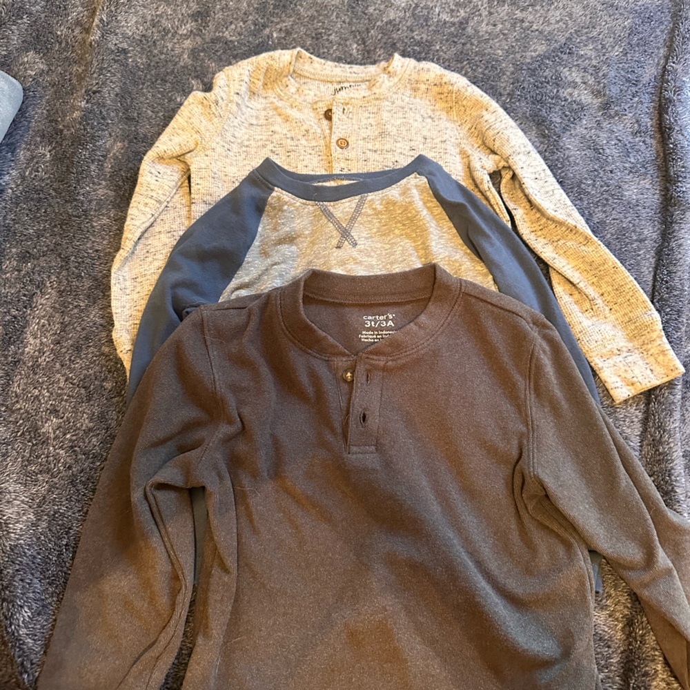 Men's Henley Shirts in Gray and Brown